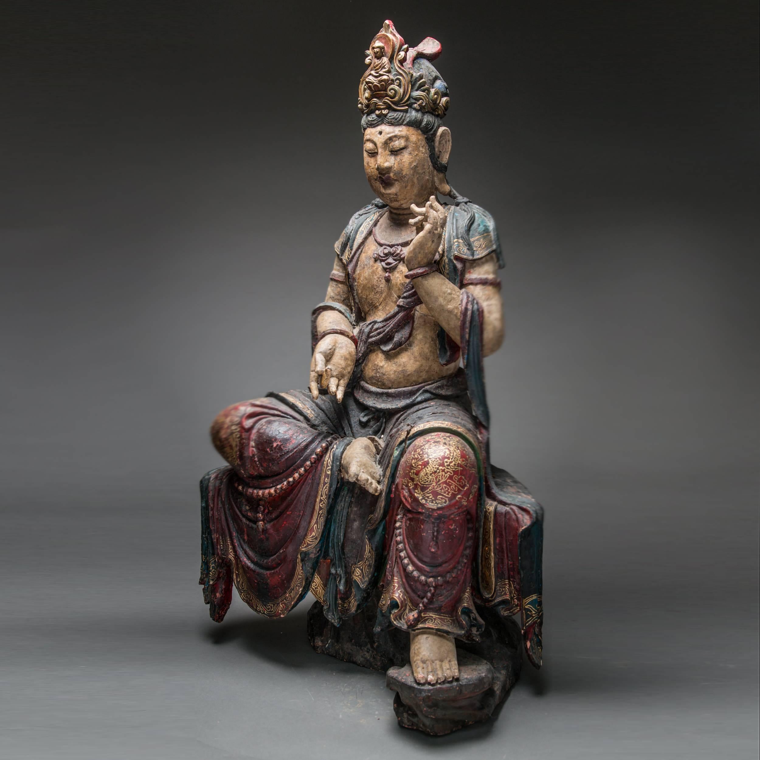 Buddhism was introduced to China from India in the early years of the first millennium. This statue represents the bodhisattva of mercy, known as Avalokiteshvara (or Guanyin in Chinese). Bodhisattvas were originally depicted as the Buddha’s