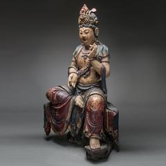 Ming Dynasty Wooden Polychromed Guanyin
