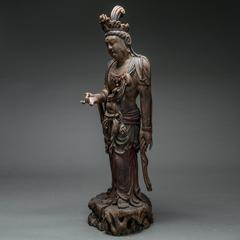 Ming Dynasty Lacquered Wood Sculpture of Guanyin