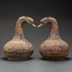 Pair of Han Dynasty Duck Vessels