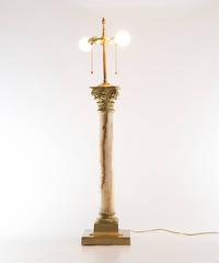 1850s Marble Lamp with Gilt Bronze Capital and Base with Custom Silk Shade