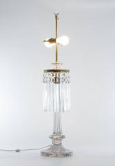 English Crystal Column Lamp with Custom Silk Shade