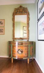 Victorian George III Demilune Satinwood Cabinet and Mirror