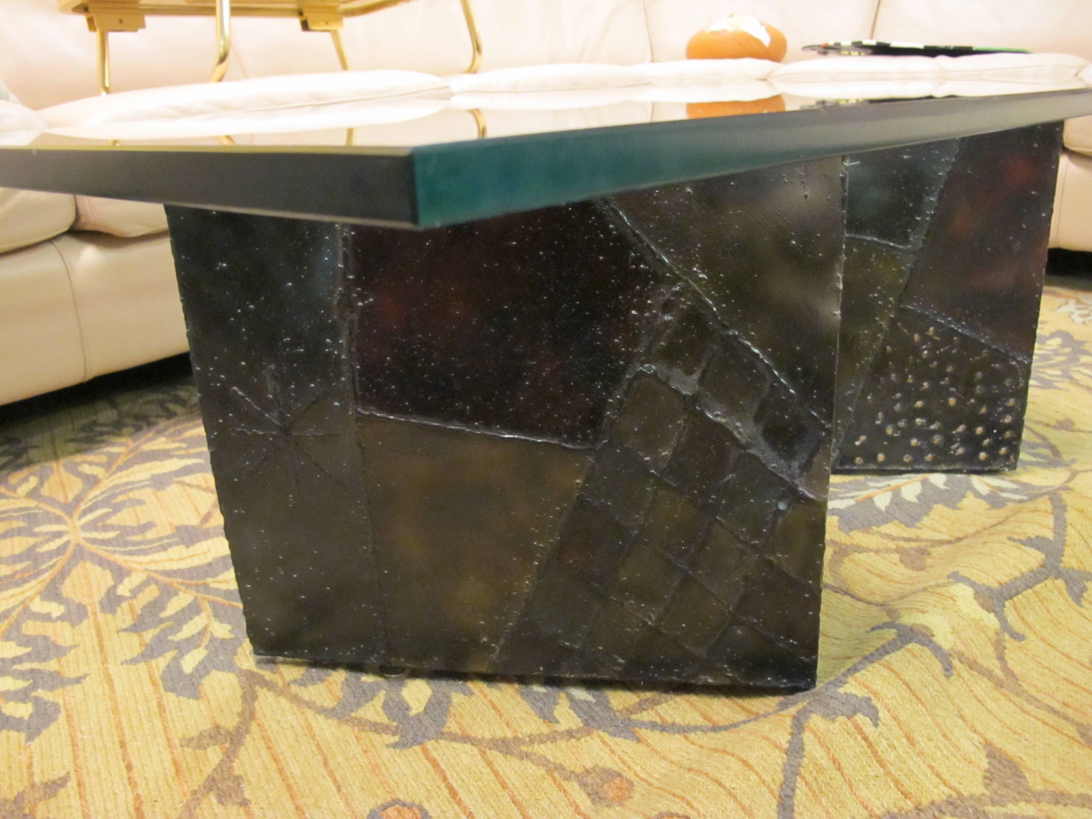 Brass Paul Evans Zig Zag Patchwork Coffee Table For Sale