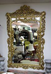 Italian Monumental Gold Leaf Mirror and Marble-Top Console