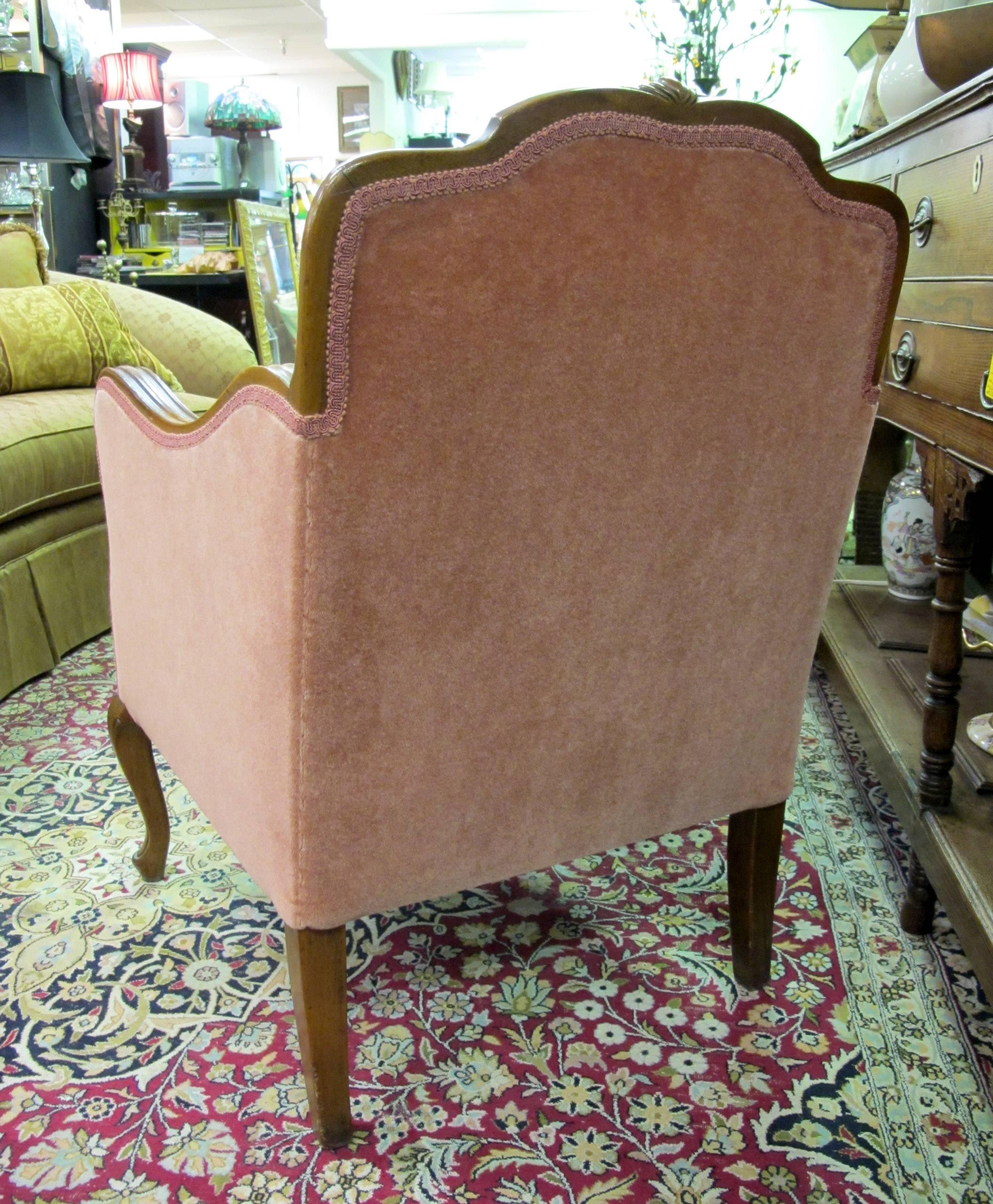 French Provincial 1910 Silk Mohair Ladies and Gentleman's Chair, Pair For Sale