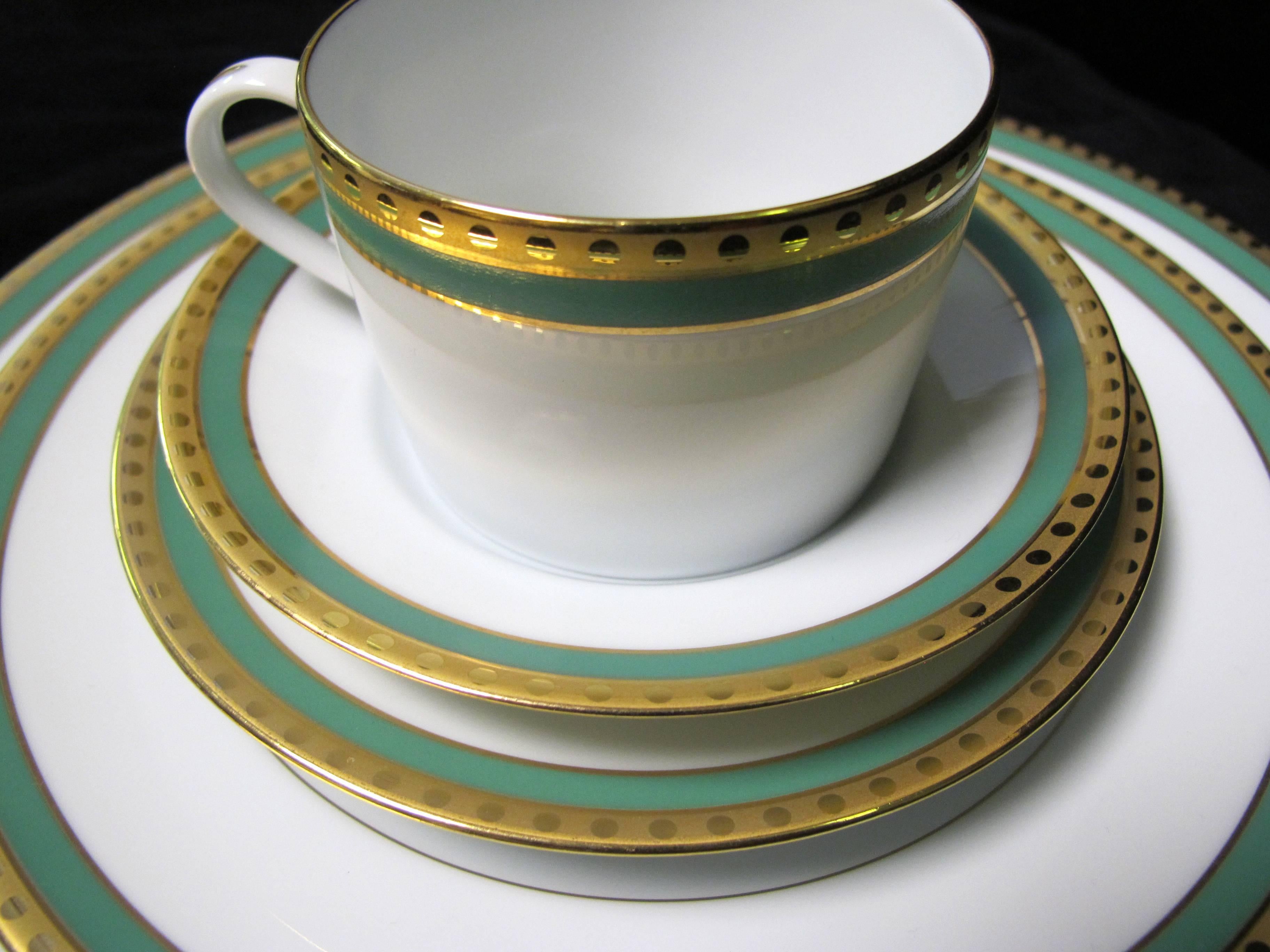 Tiffany & Co. Green Band, Single Place Setting of Five Pieces In Excellent Condition For Sale In Cleveland, OH