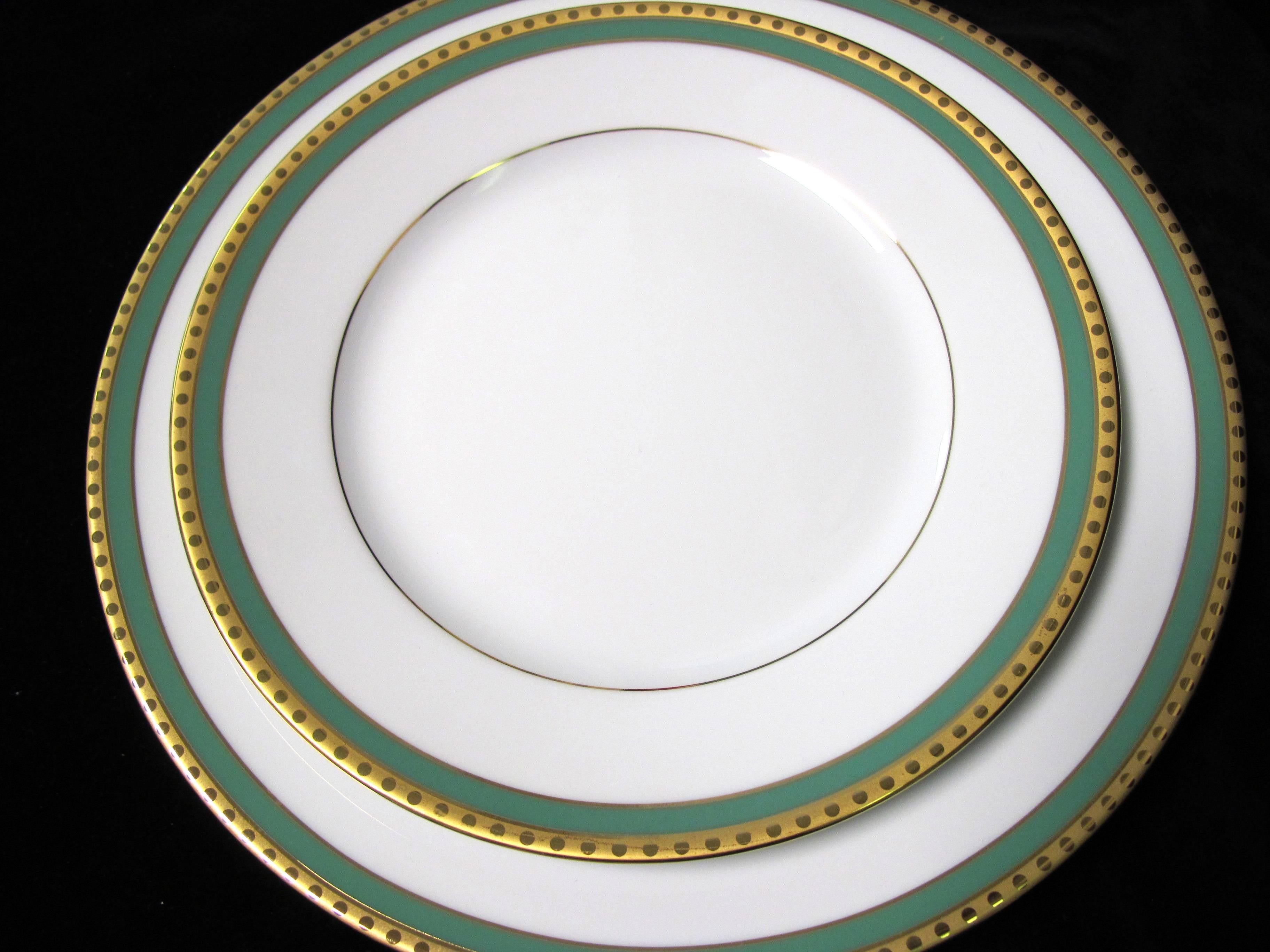 Ceramic Tiffany & Co. Green Band, Single Place Setting of Five Pieces For Sale
