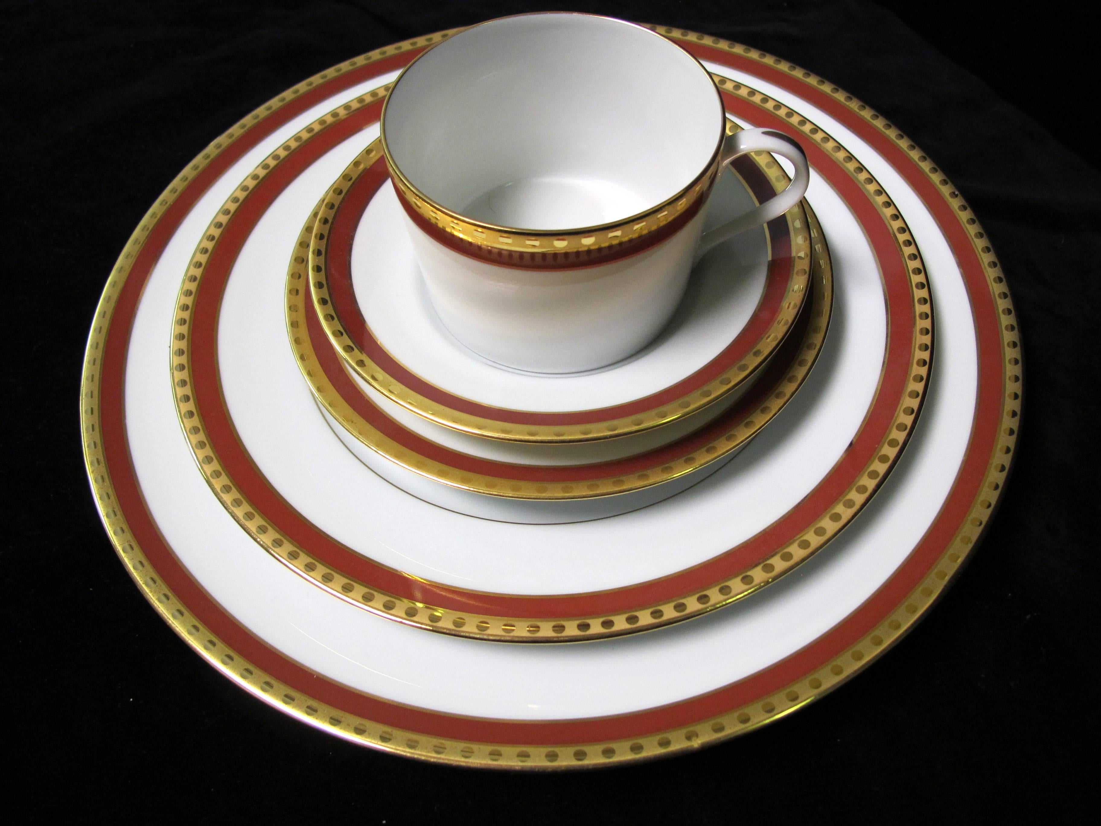 Modern Tiffany & Co. Rust Band Dinner Set of five Pieces For Sale