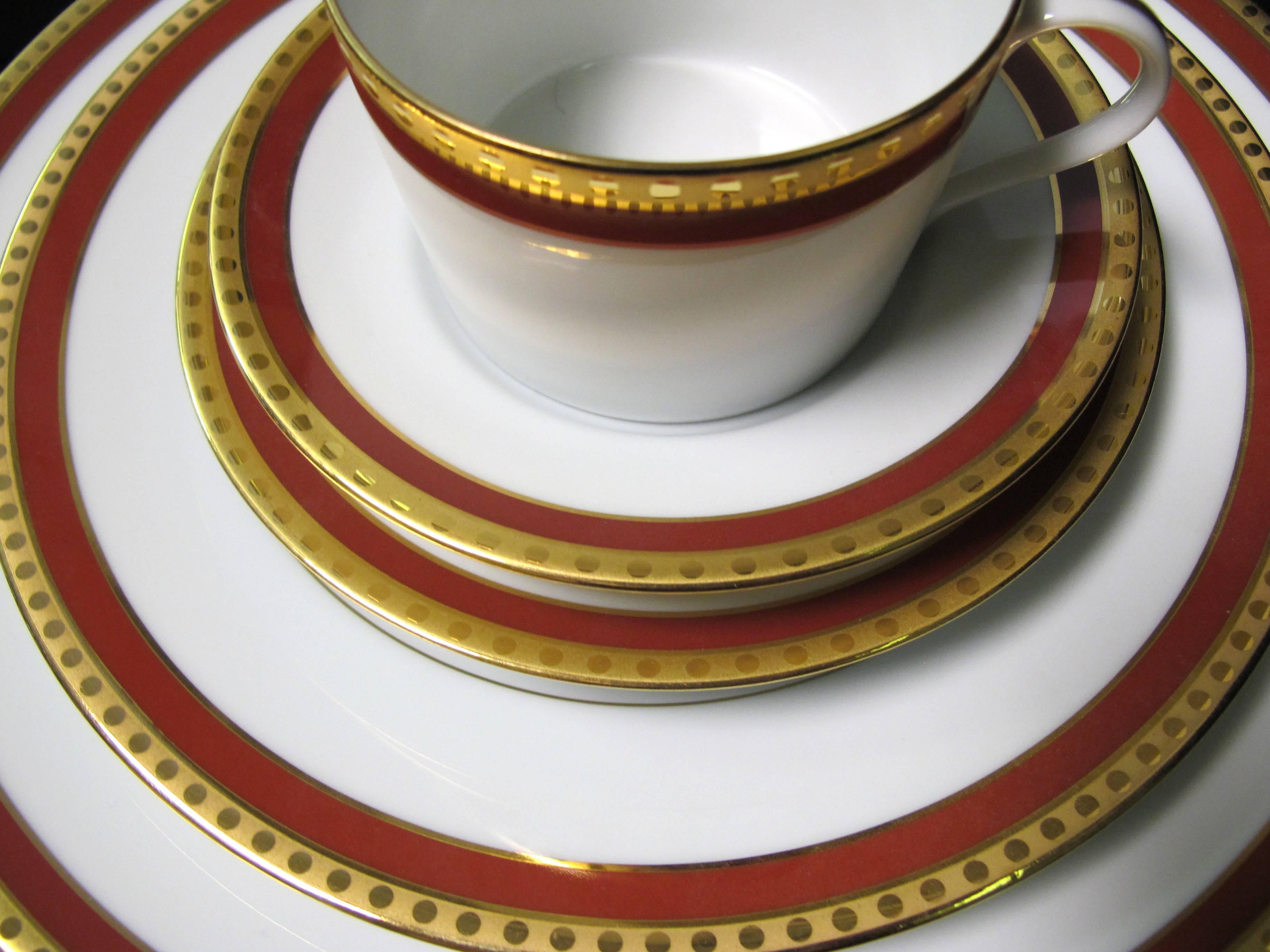 American Tiffany & Co. Rust Band Dinner Set of five Pieces For Sale