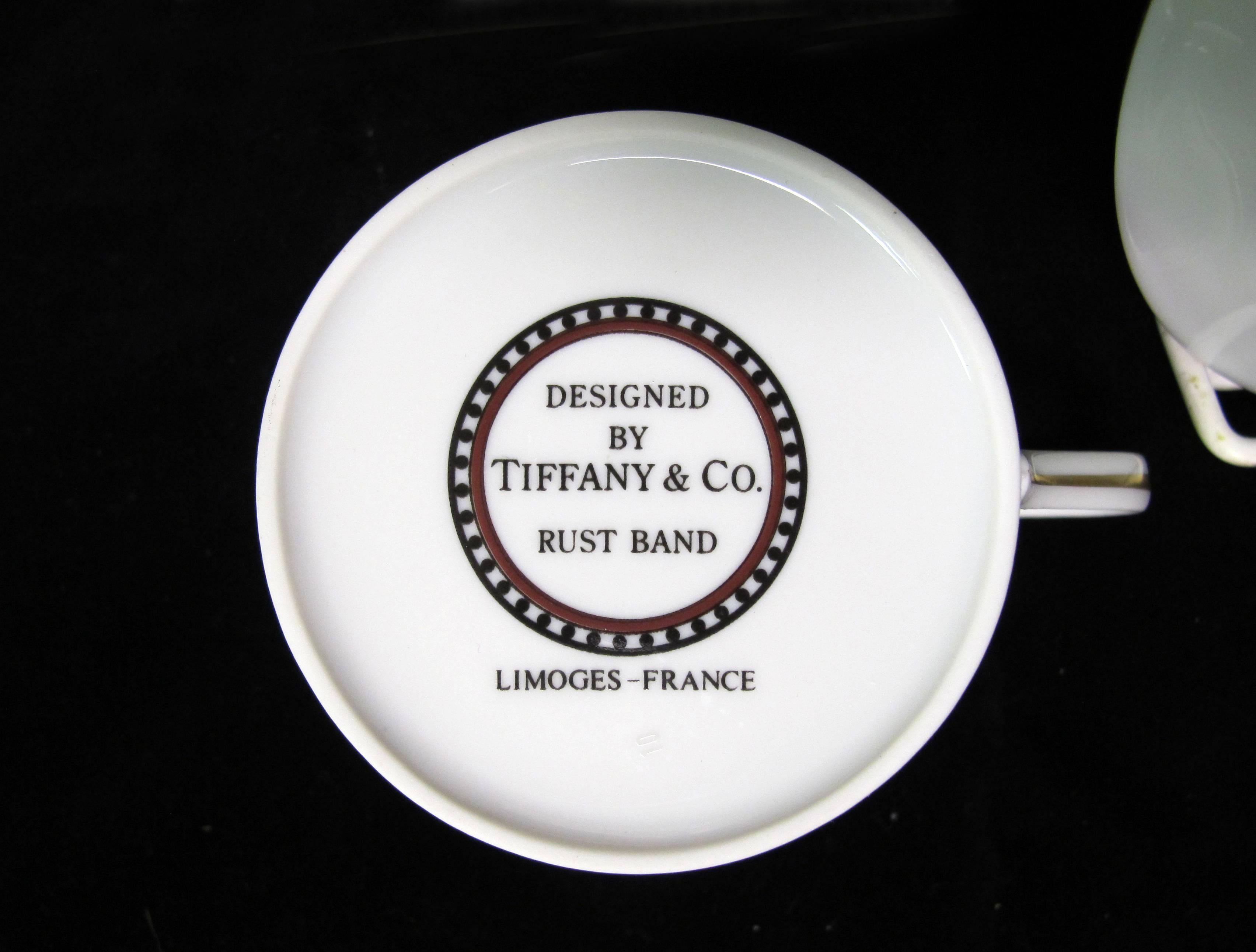Late 20th Century Tiffany & Co. Rust Band Dinner Set of five Pieces For Sale