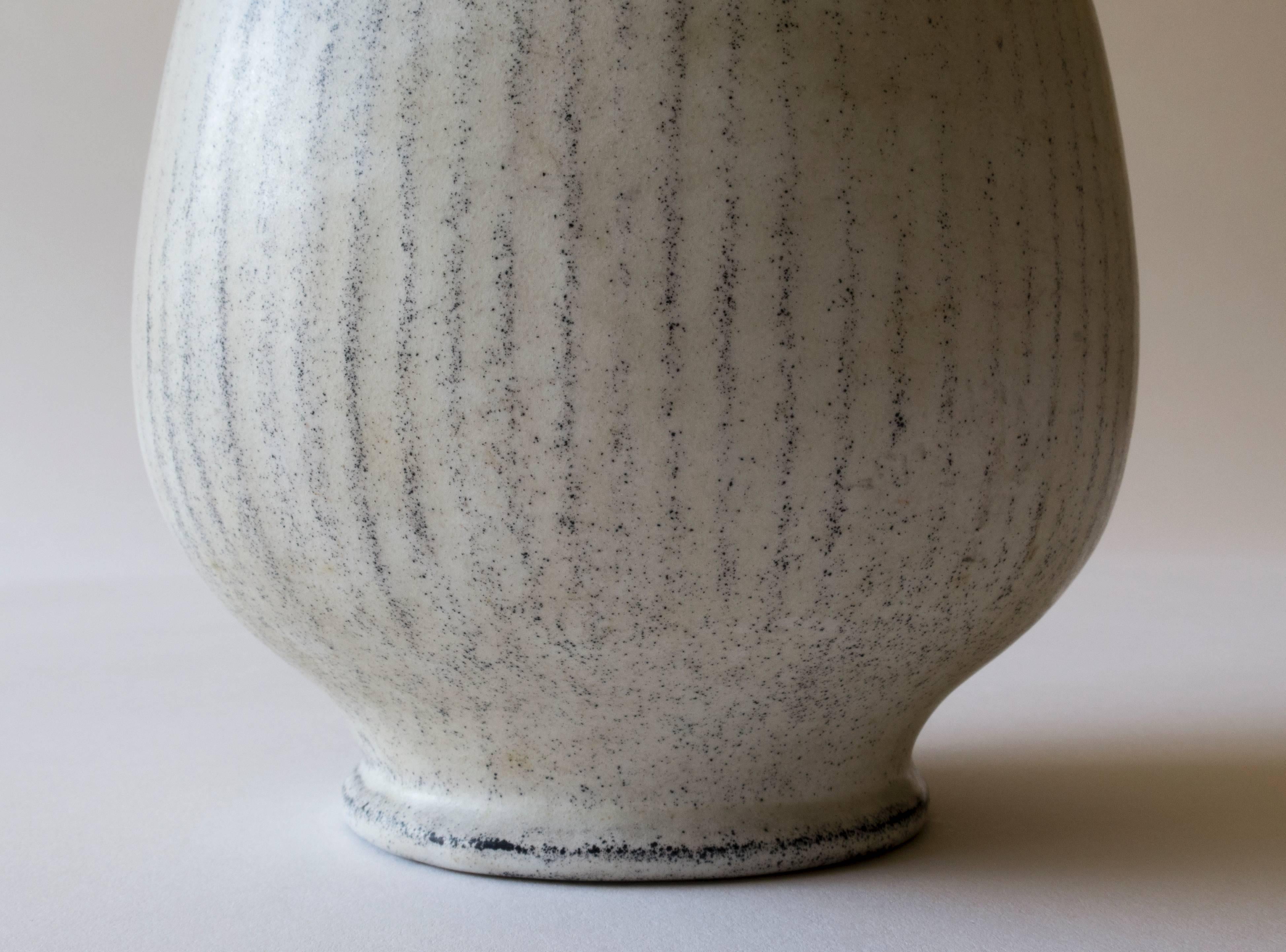 Mid-20th Century Svend Hammershøi for Kähler, Rare Three-Lobed Black & White Glazed Ceramic Vase