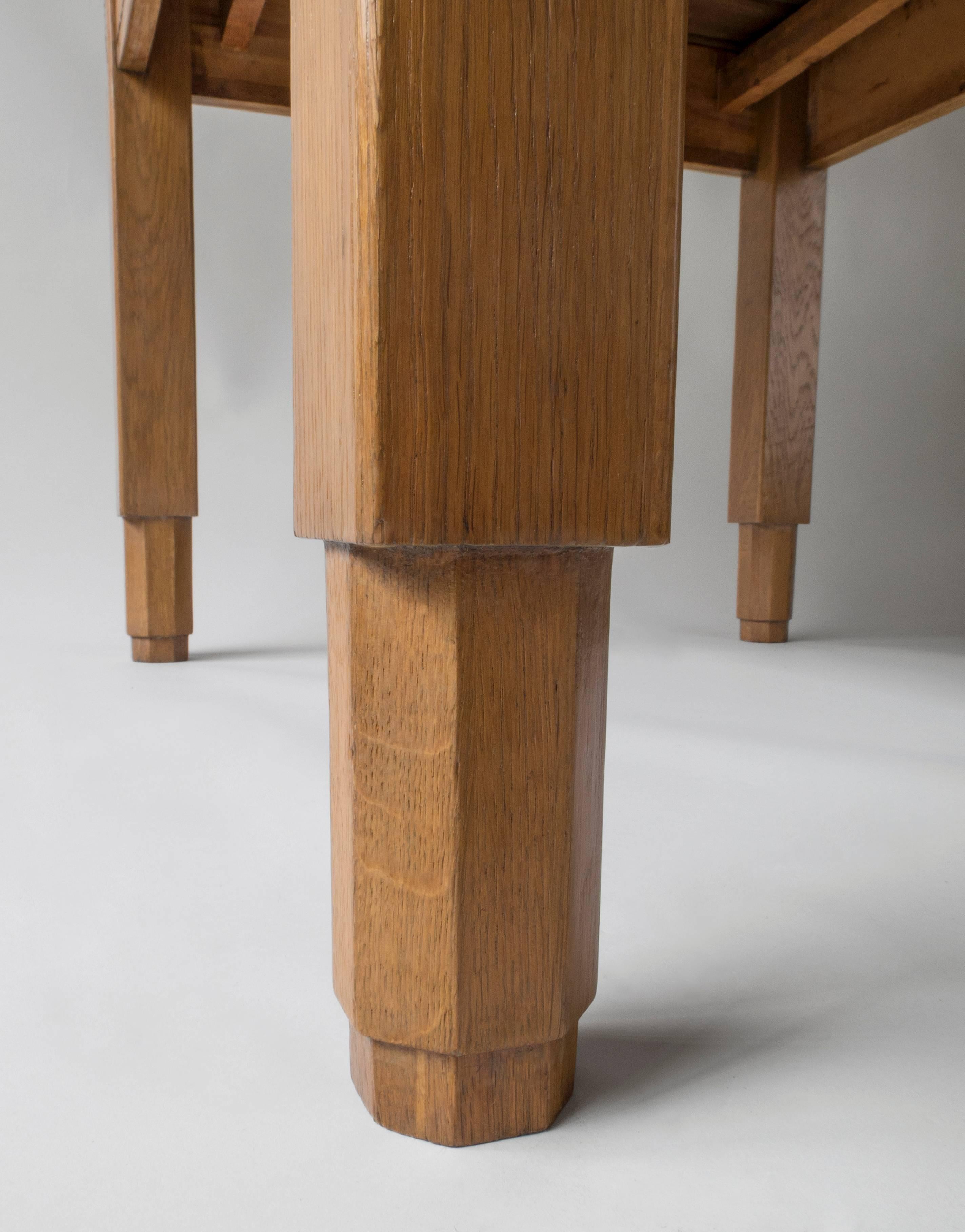 20th Century Manner of Eliel Saarinen, Finnish Intricately Carved Oak Jugend Expandable Table For Sale