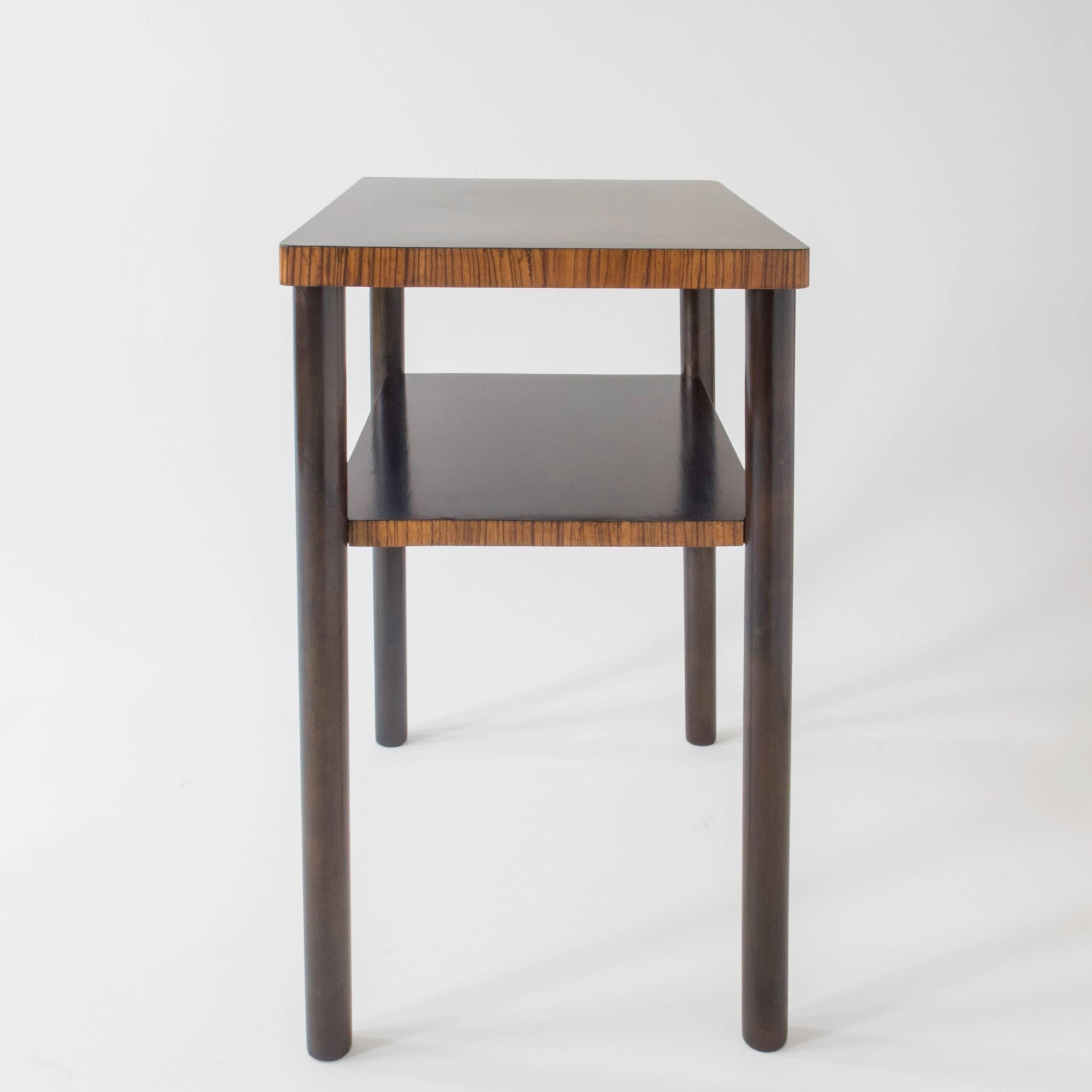 Complementary Pair of Swedish Early Modernist Zebrawood and Birch Side Tables For Sale 2