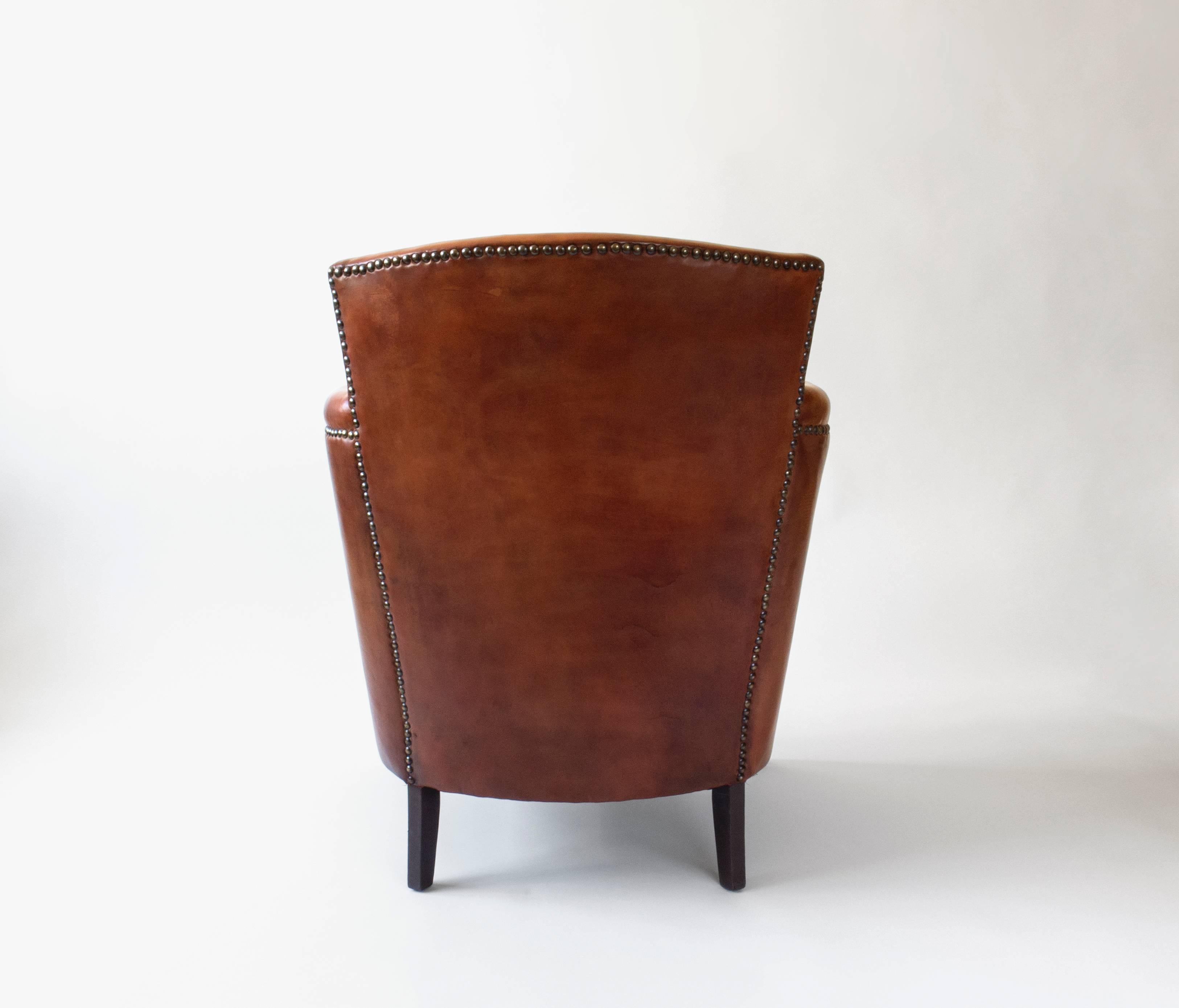 Otto Schulz Petite Original Leather, Brass and Silk Upholstered Swedish Armchair 1