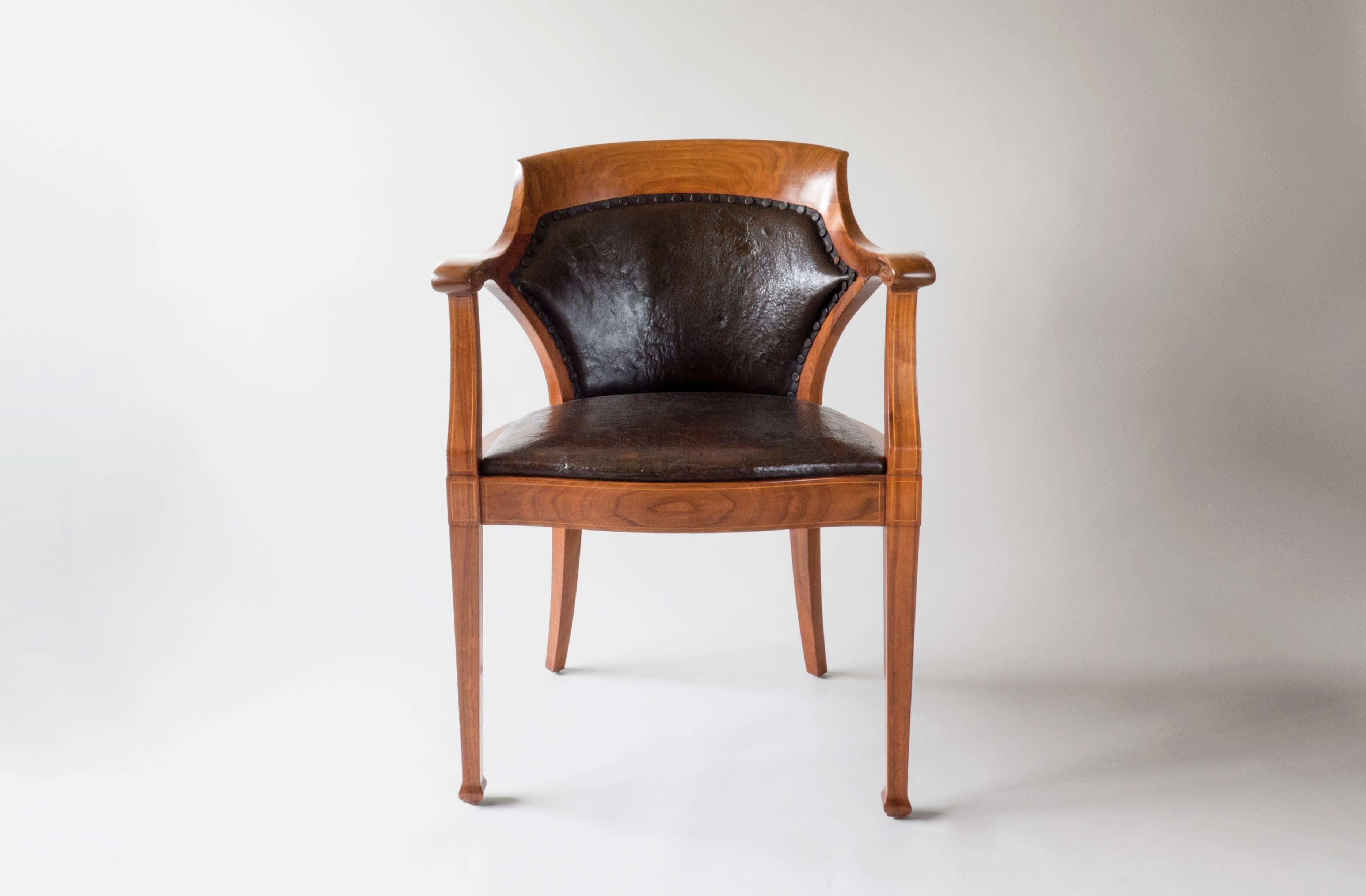 Art Nouveau Nordiska Möblerings, Large and Comfortable Inlaid Walnut Jugend Armchair