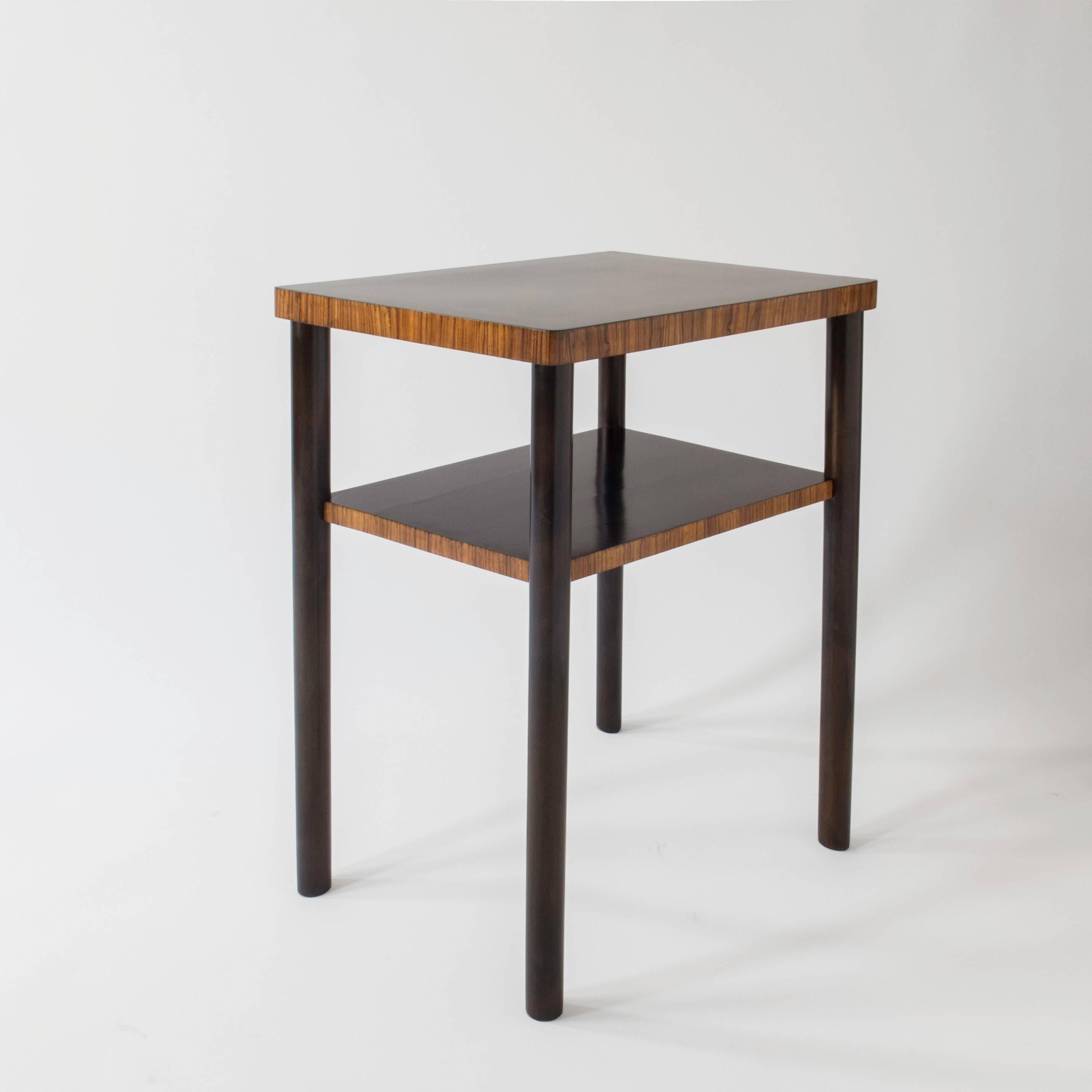 Complementary Pair of Swedish Early Modernist Zebrawood and Birch Side Tables For Sale 1