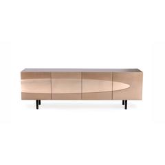 Ellipse Sideboard in Bronze with Turned Ebony Legs and Lacquer Interior