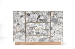 Mosaic Cabinet in Selenite, Bronze and Claro Walnut by Newell Design Studio