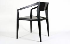 Geometric Solid Wood Chair with Faceted Legs, Arms and Scooped Seat