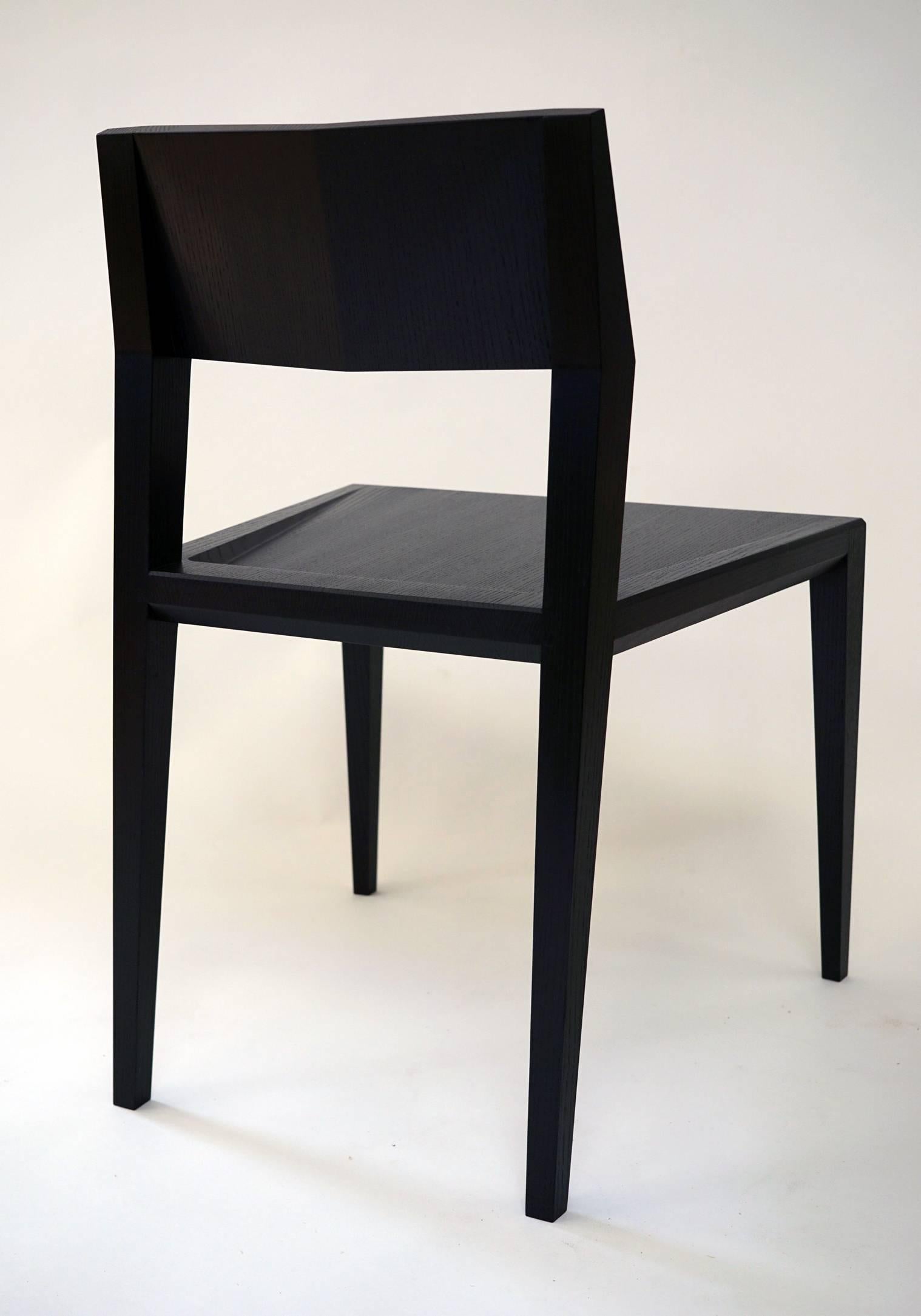 Armless Contemporary Ash Chair with Faceted Legs and Seat Back In New Condition For Sale In Boston, MA