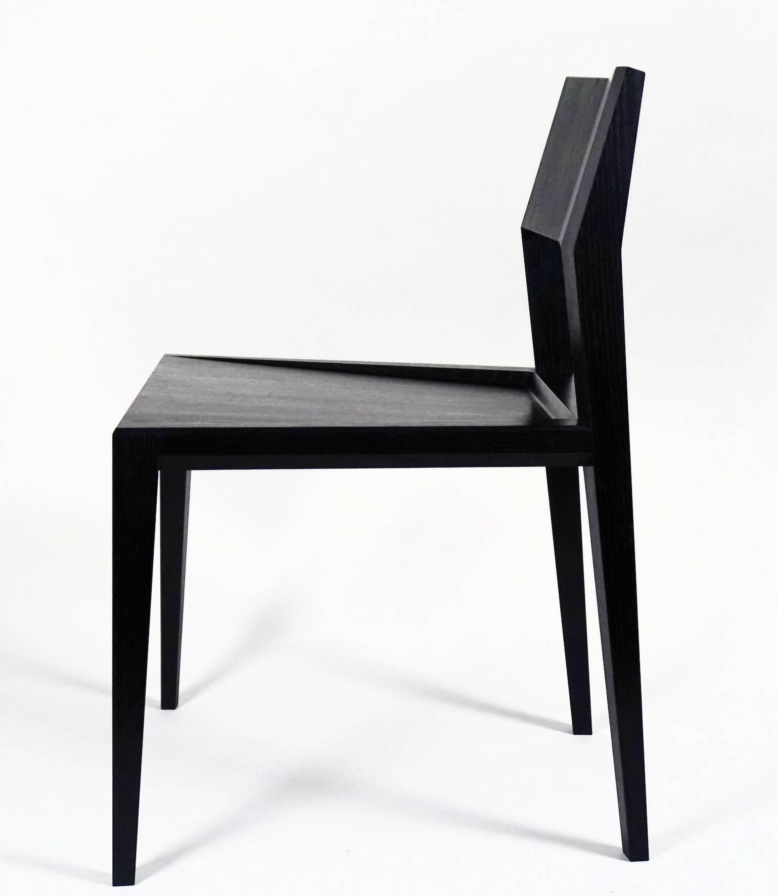 Armless Contemporary Ash Chair with Faceted Legs and Seat Back For Sale 3