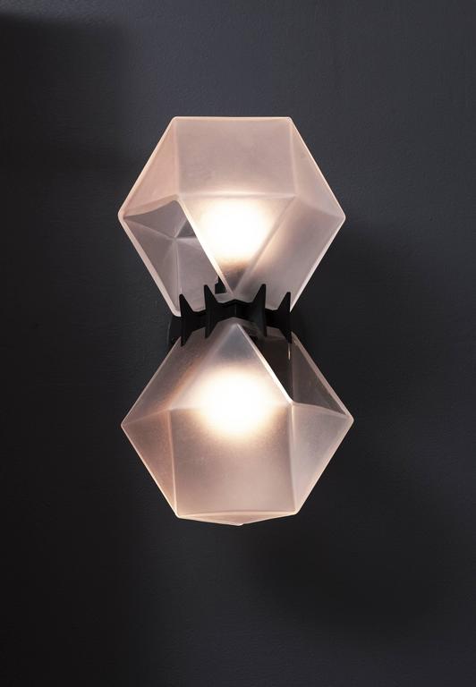 Welles Glass Double Wall Sconce, White and Brass For Sale at 1stdibs