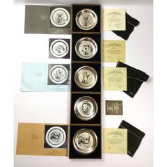 Bernard Buffet Set of Five Engraved Silver Plates