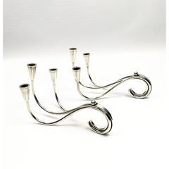 Pair of Silver Plated Candleholders by Carl Frederik Christiansen