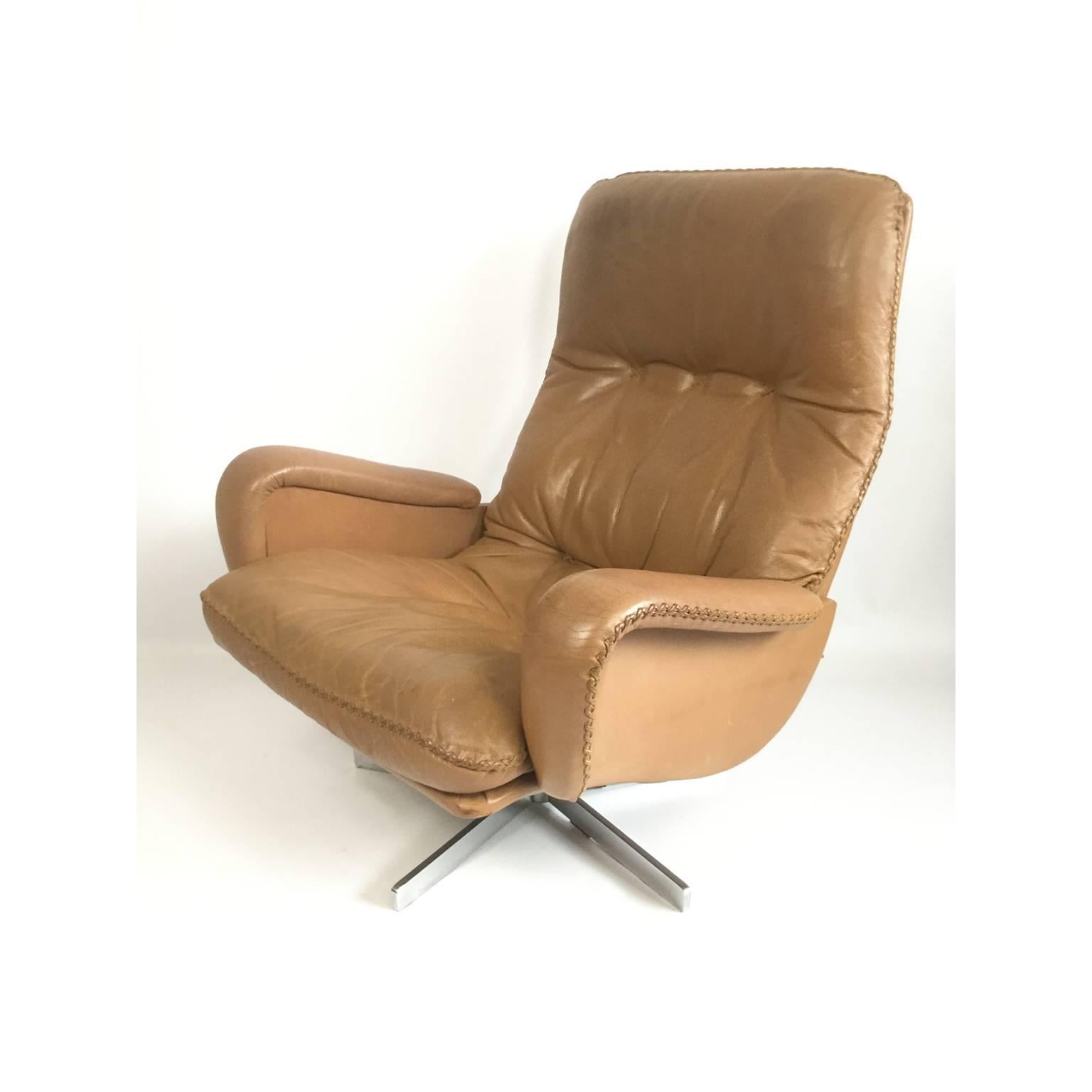 Swiss Pair of De Sede S231 James Bond Armchairs with Ottoman, 1960s For Sale