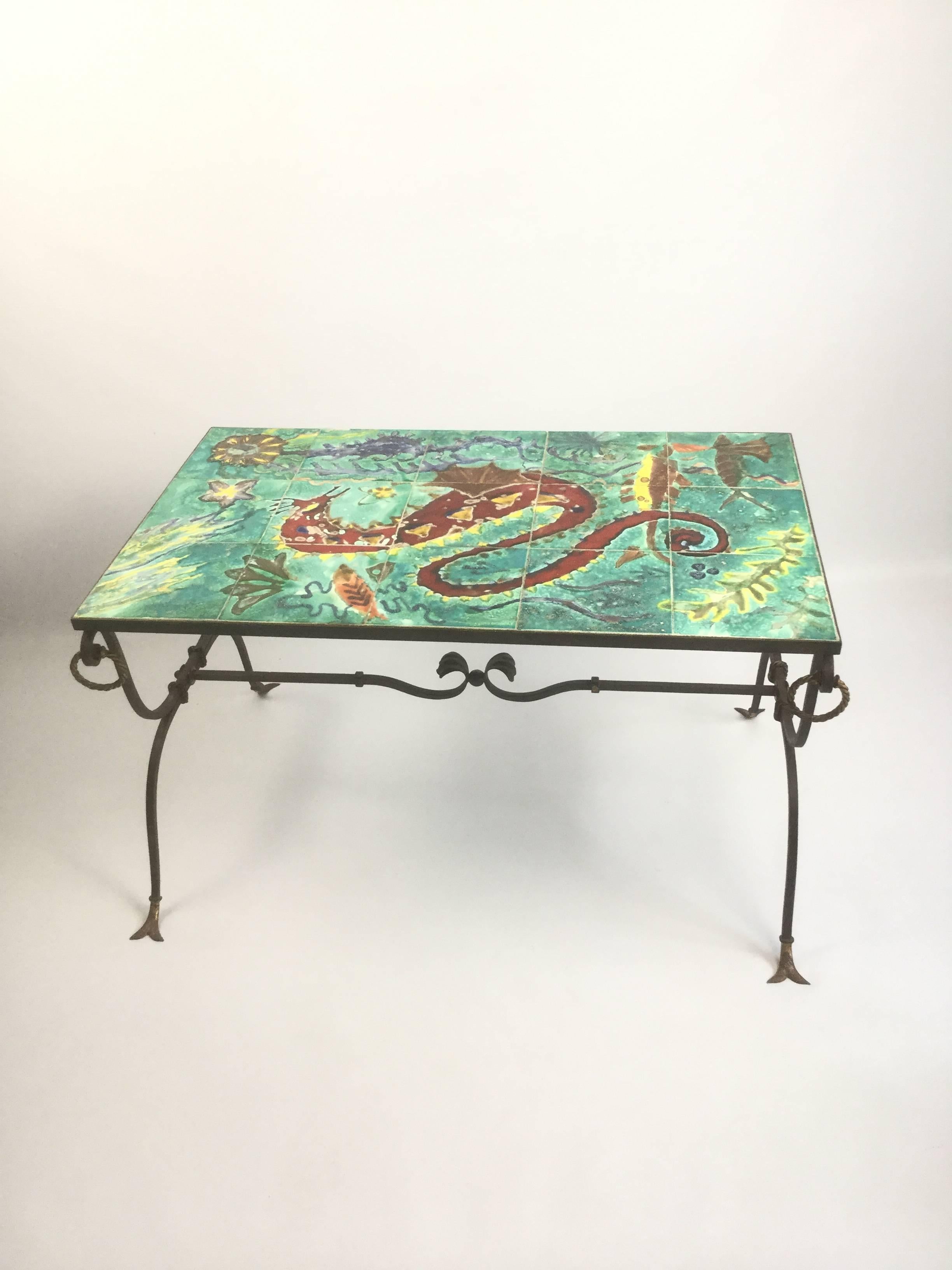 1940s French Wrought Iron Coffee Table For Sale 3