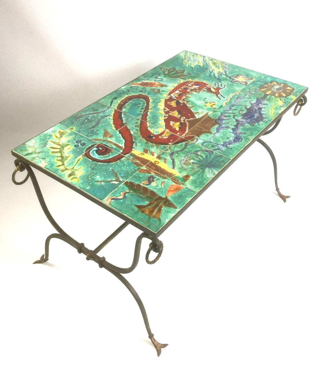 1940s French Wrought Iron Coffee Table For Sale 4