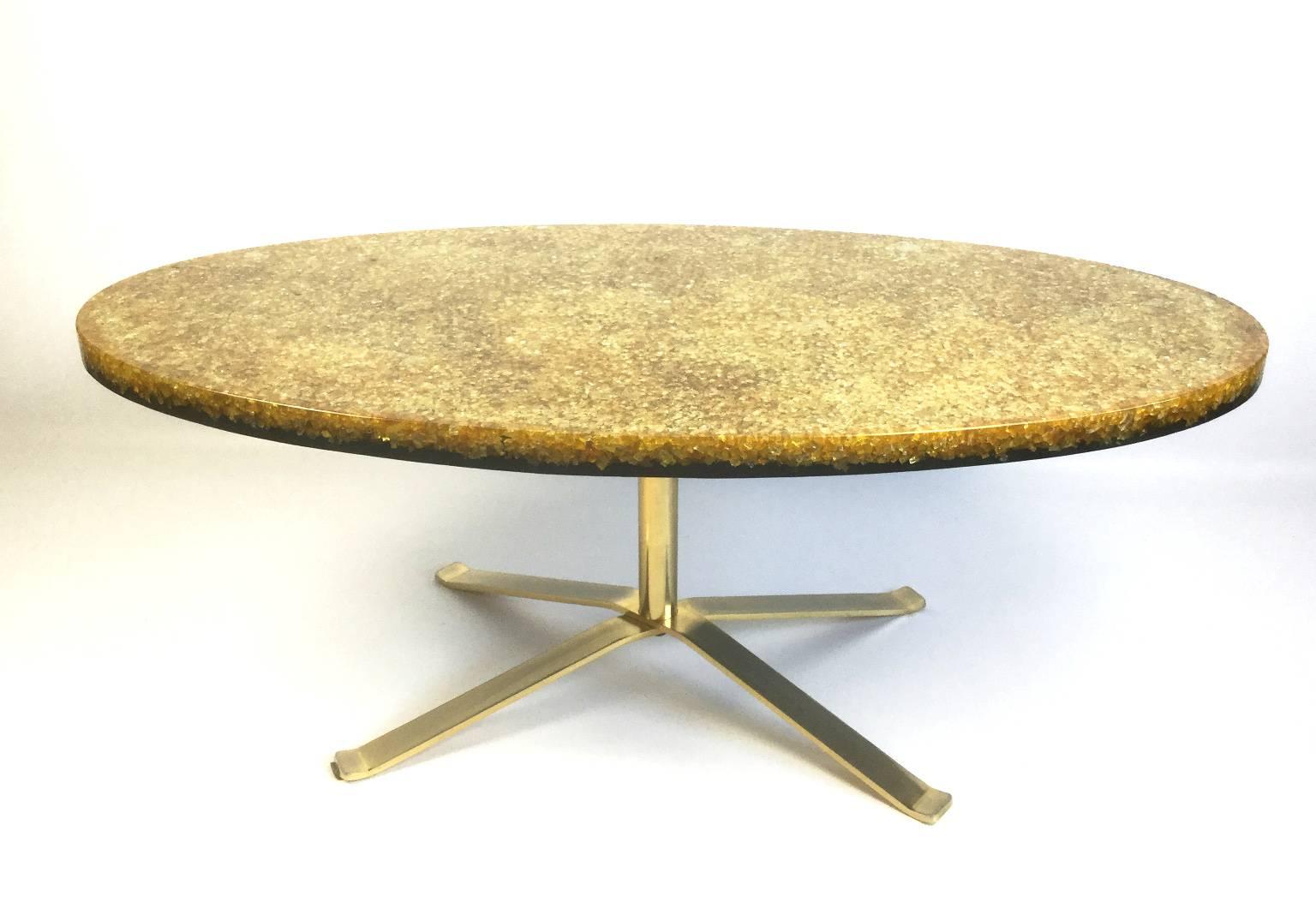 Gilt 1970s Coffee Table by Pierre Giraudon For Sale