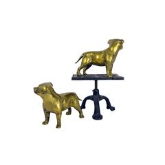 Brass Dogs with Cast Iron Stand Produced in the UK 1940s