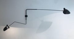 Serge Mouille, Pivoting Two-Armed Wall Light with Lampadaire & Casquette Shade