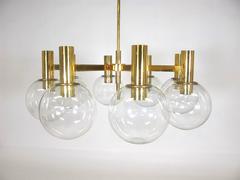 Chandelier by Hans-Agne Jakobsson with Eight Glass Globes