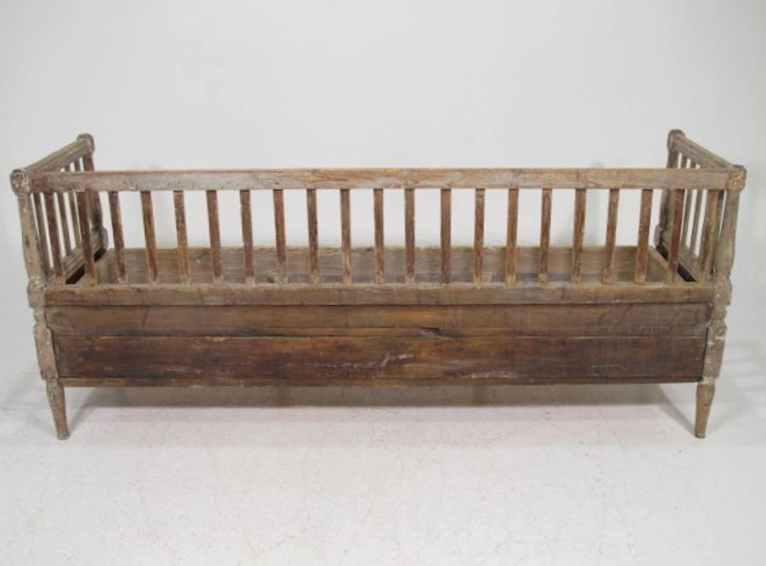 Antique Early 19th Century Swedish Gustavian Bench with Original Paint 4