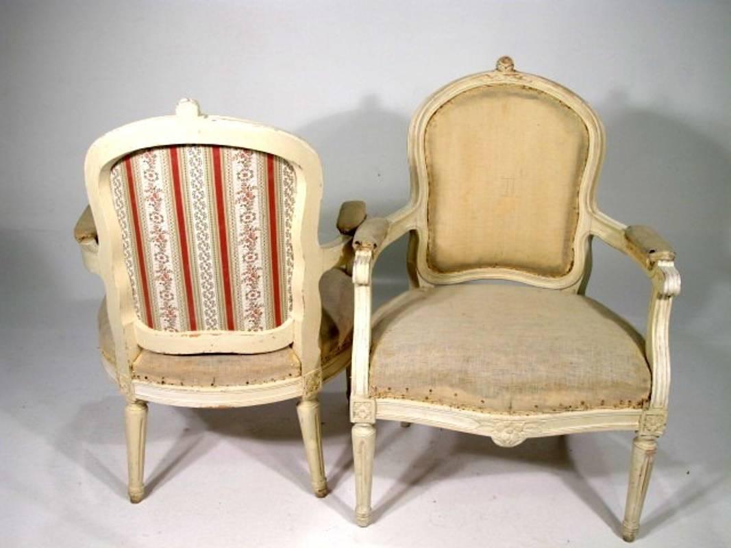 Pair of Stylish Armchairs Gustavian Style, Swedish, Painted For Sale 1