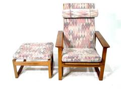 Classic Sleigh Chair, Lounge Chair with Foot Stool by Børge Mogensen