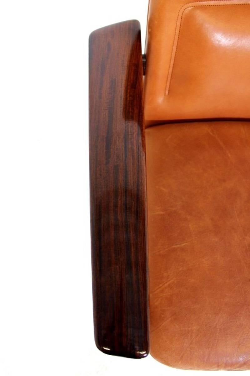 Office Desk Chair by Arne Vodder for Sibast Furniture in Rosewood and Leather 1