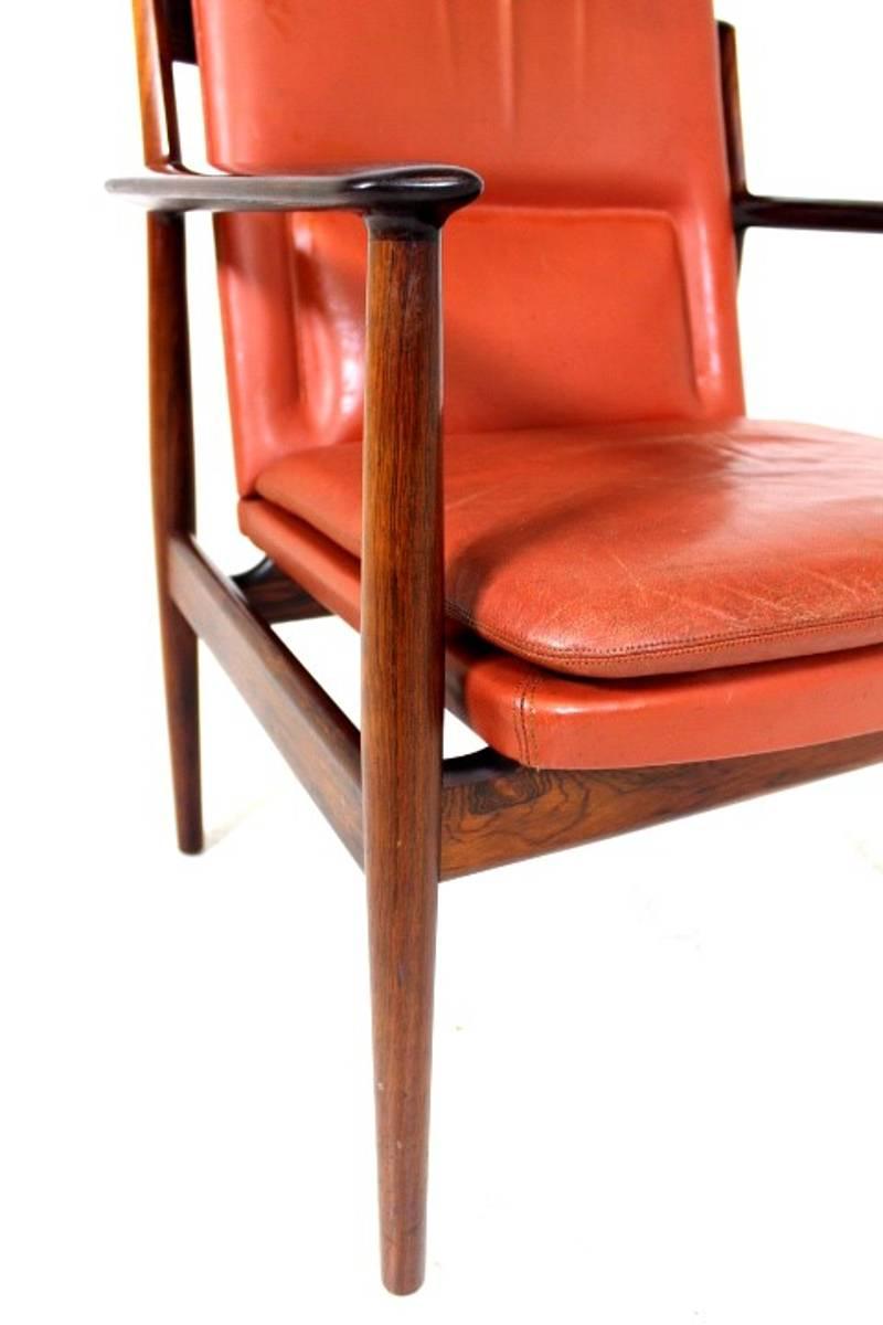 Leather Set of Four (4) Armchairs Model 431 Arne Vodder for Sibast Furniture in Denmark For Sale