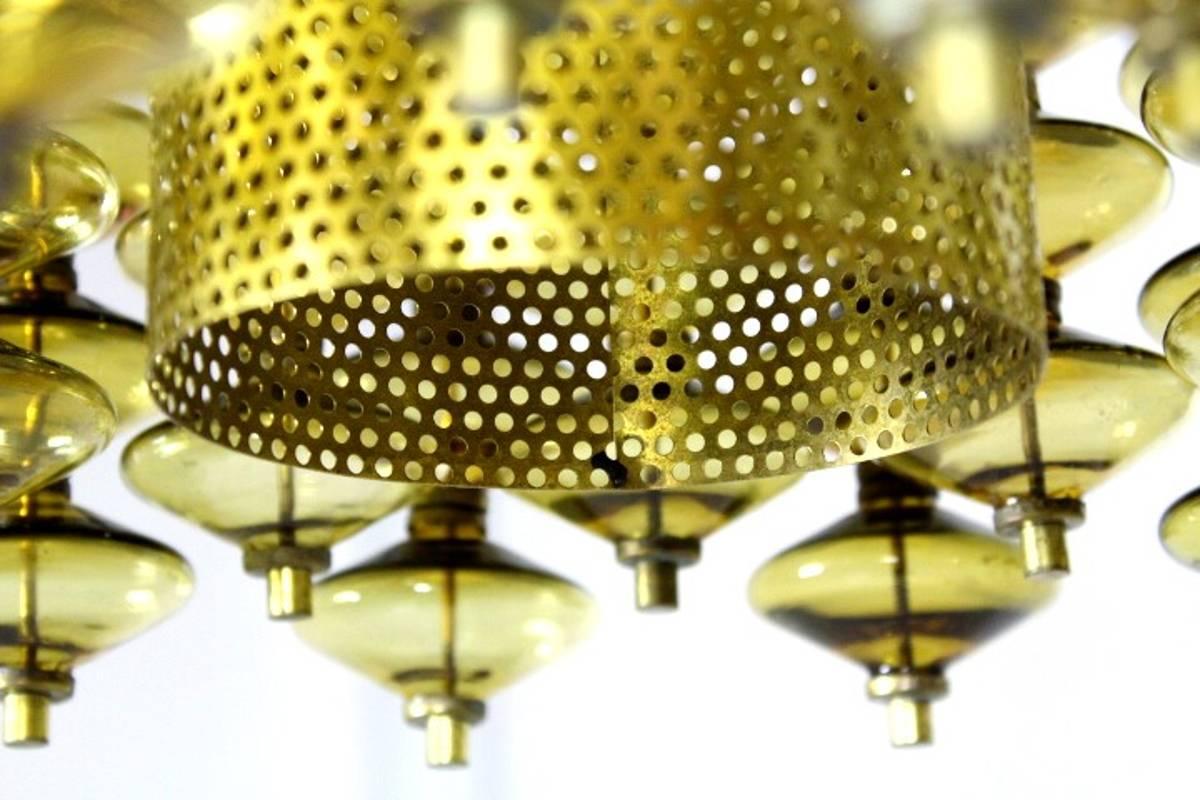 Hans-Agne Jakobsson Ceiling Lamp in Brass and Glass T581/H Estrella For Sale 1