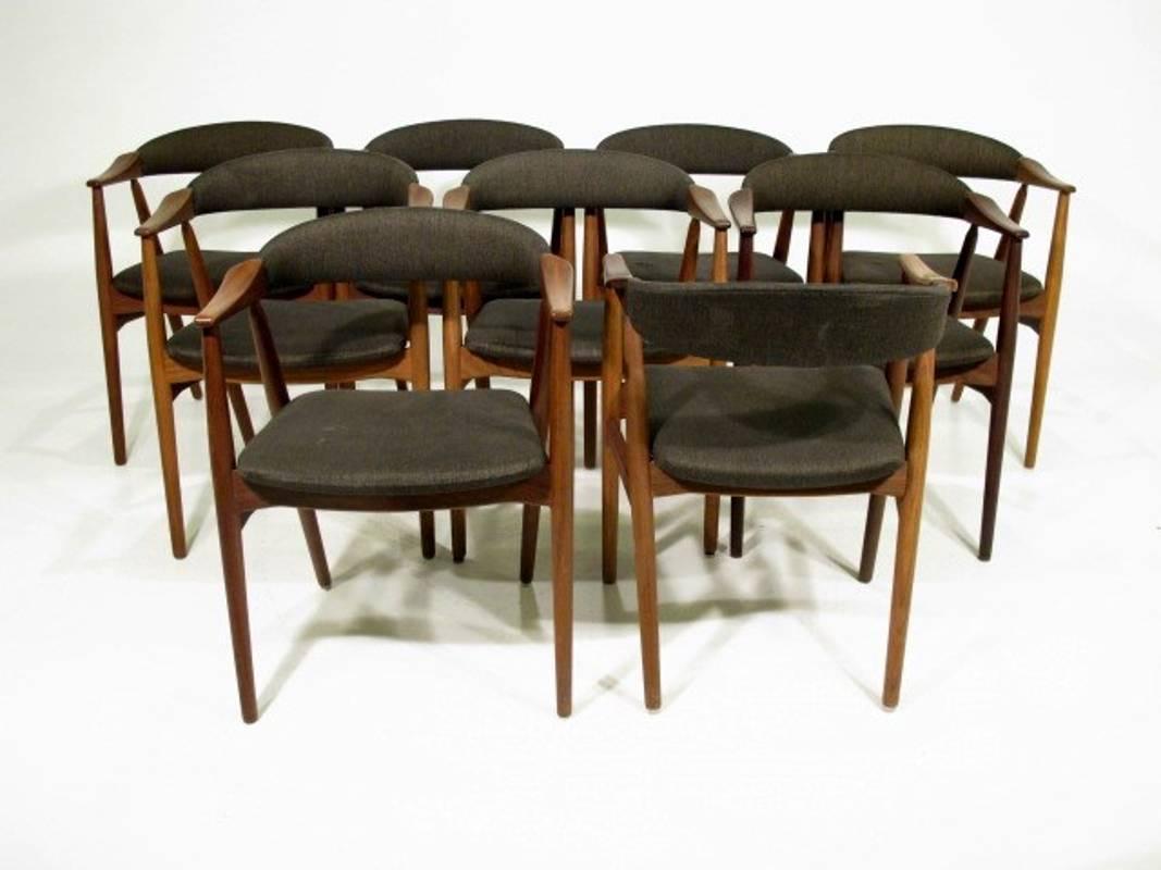Set of Nine Beautiful Danish Modern Chairs by Thomas Harlev Teak, 1960s In Good Condition In Helsingborg, SE