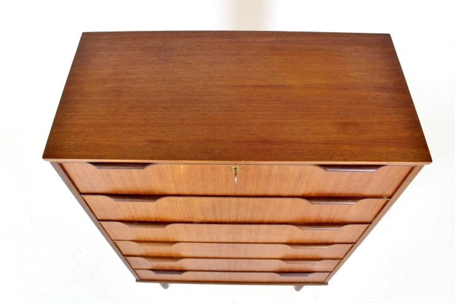 Scandinavian Modern Scandinavian modern Six Drawers Tallboy Made in Teak in the 1960s
