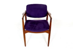 Scandinavian Armchair in Teak and Alcantara Upholstery Erik Buch Model 67