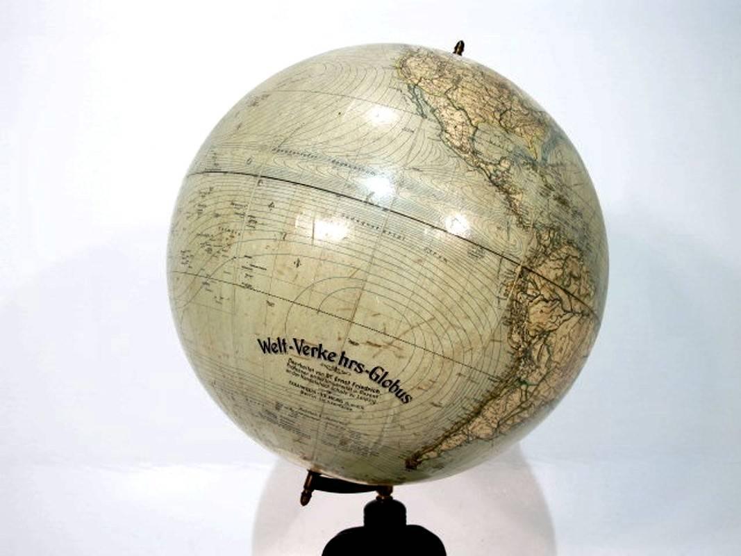 German World Globe or Terrestrial Globe by Dr Ernst Friedrich Manufactured by Columbus
