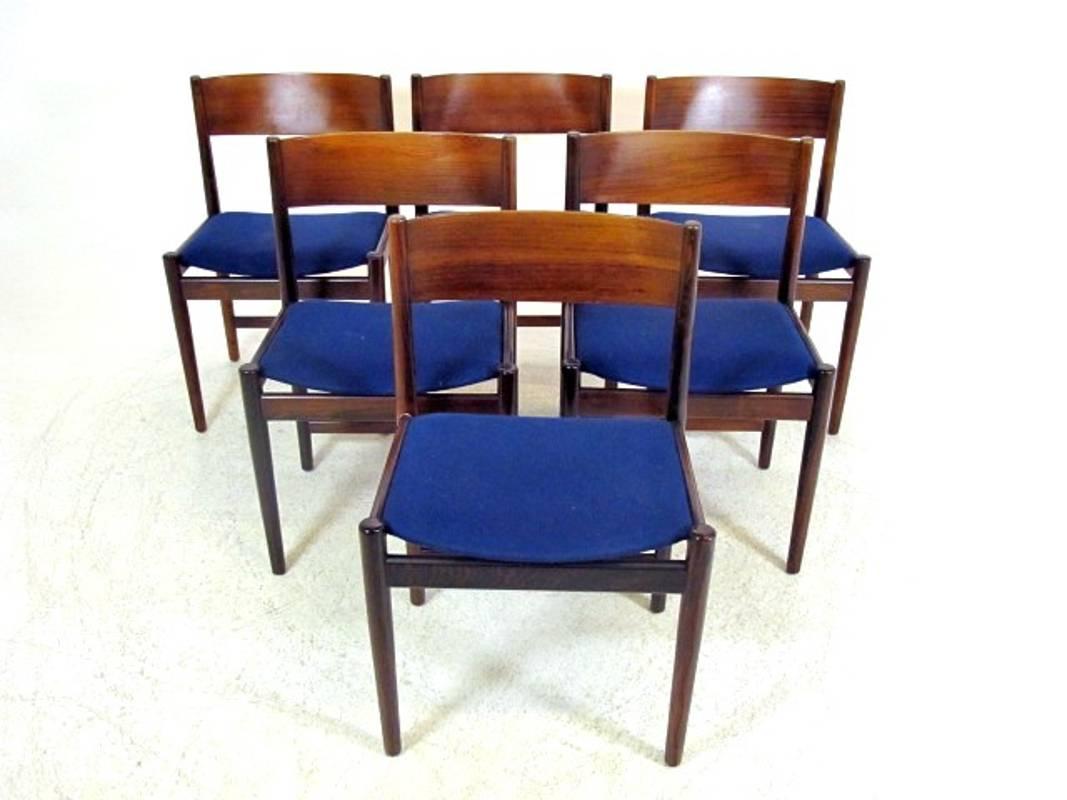 Set of six Rosewood Chairs by  Kurt Østervig for Sibast Furniture, Denmark 1960s.
