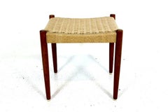 Teak and Papercord Foot Stool by Poul Volther for Frem Rojle, Denmark
