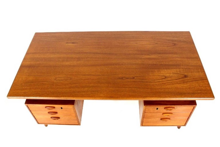 Mid-20th Century Free Standing Executive Teakdesk with Floating Top Designed by Kai Kristiansen For Sale