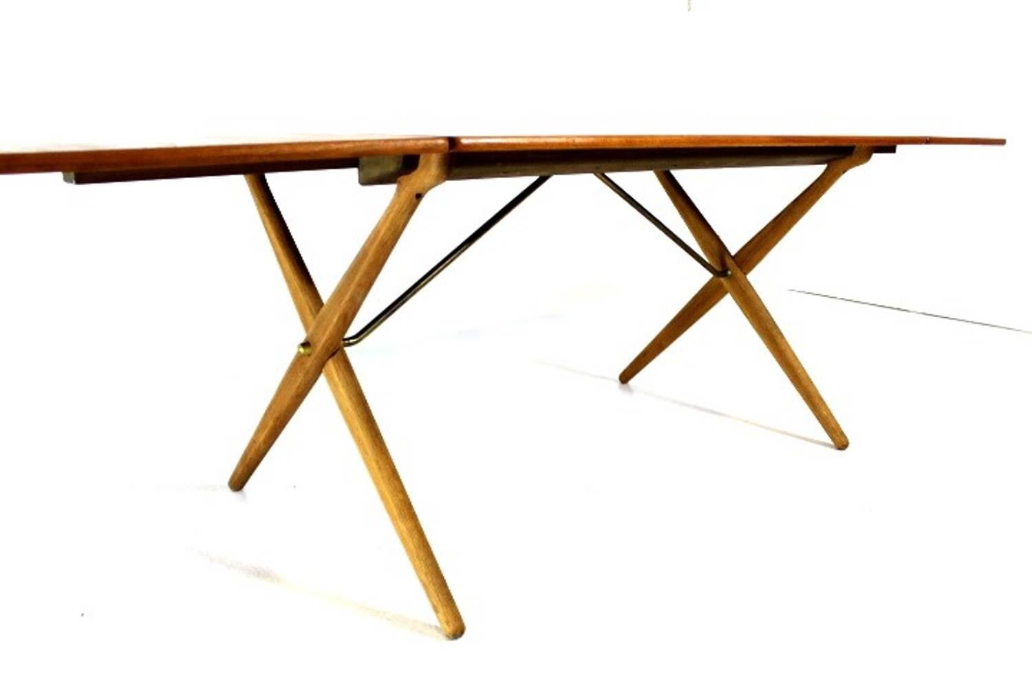 Scandinavian Modern Scandinavian Dining Table with Cross-Leg, At-309 Hans J Wegner for Andreas Tuck For Sale